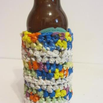Can or Bottle Coozie Made From Plastic Grocery Bags